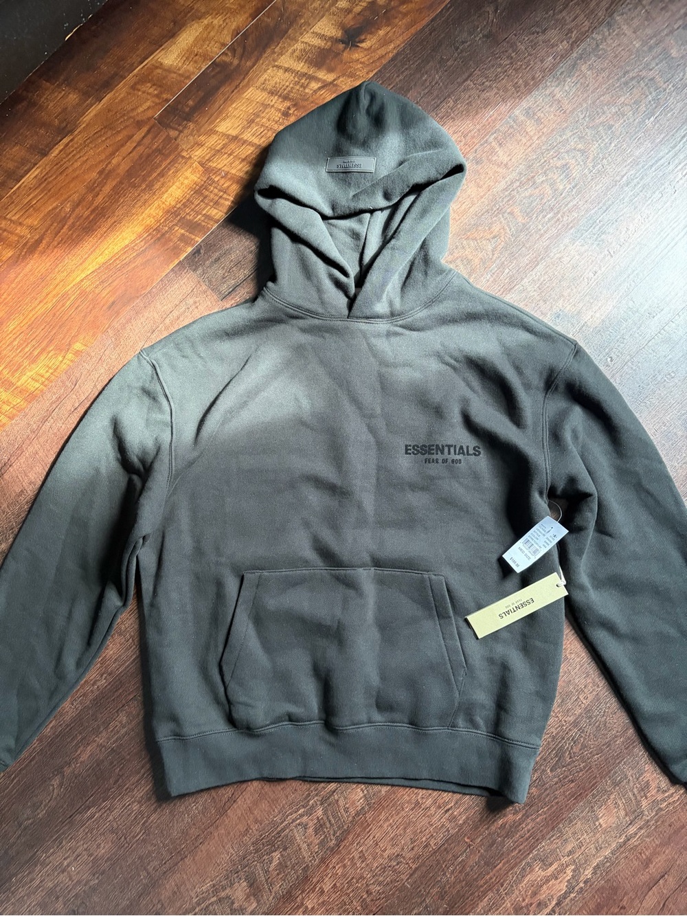 Essentials Men’s Olive Hoodie with Subtle Chest Logo